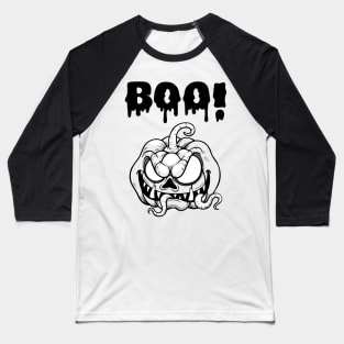 Terrifying Pumpkin with a Startling 'BOO': A Spine-Chilling Surprise Baseball T-Shirt